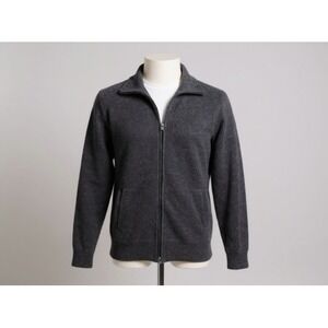 Joseph Abboud Mens XL Gray Full Zip Knit Cardigan Sweater Wool blend casual